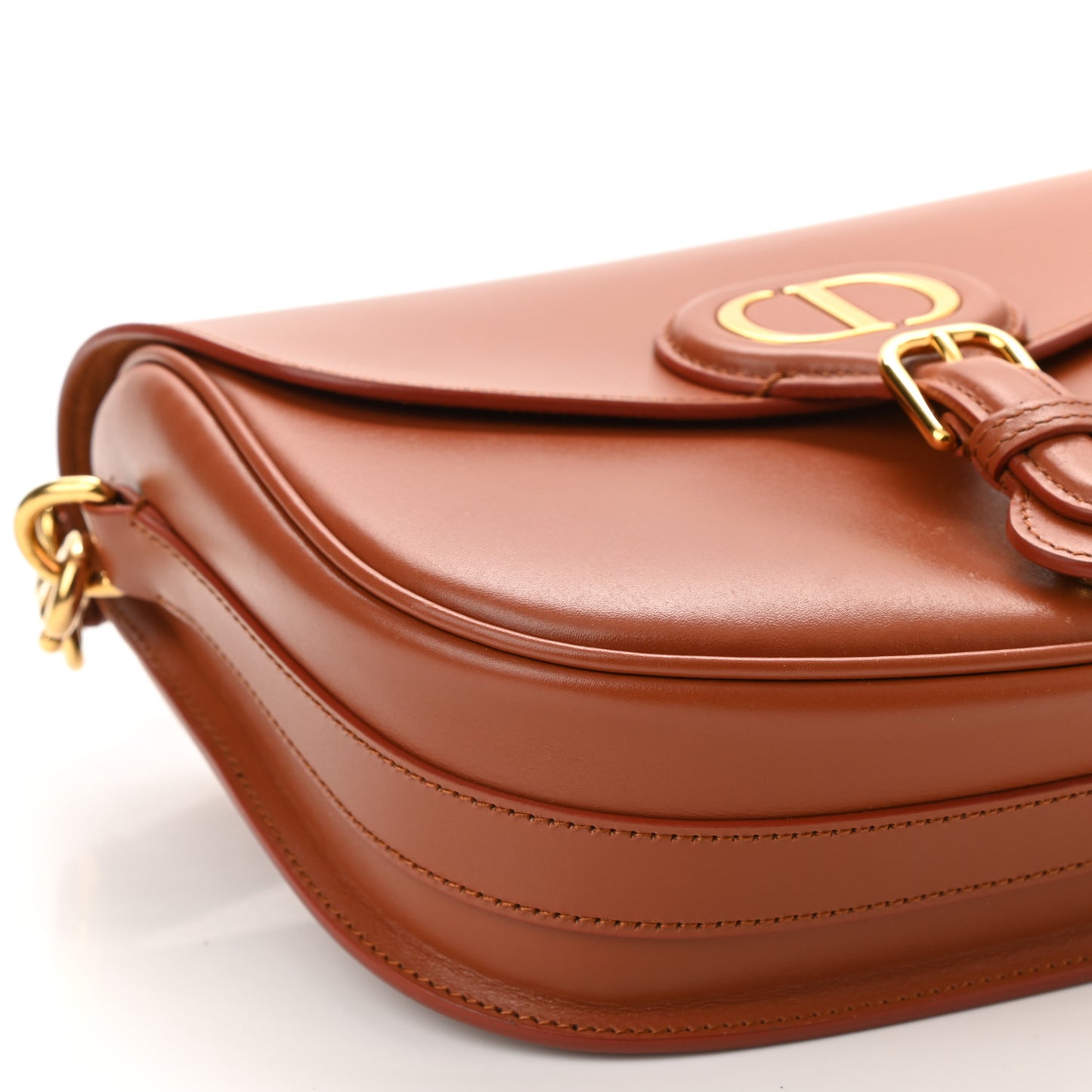 Box Calfskin Medium Bobby Flap Dark Tan