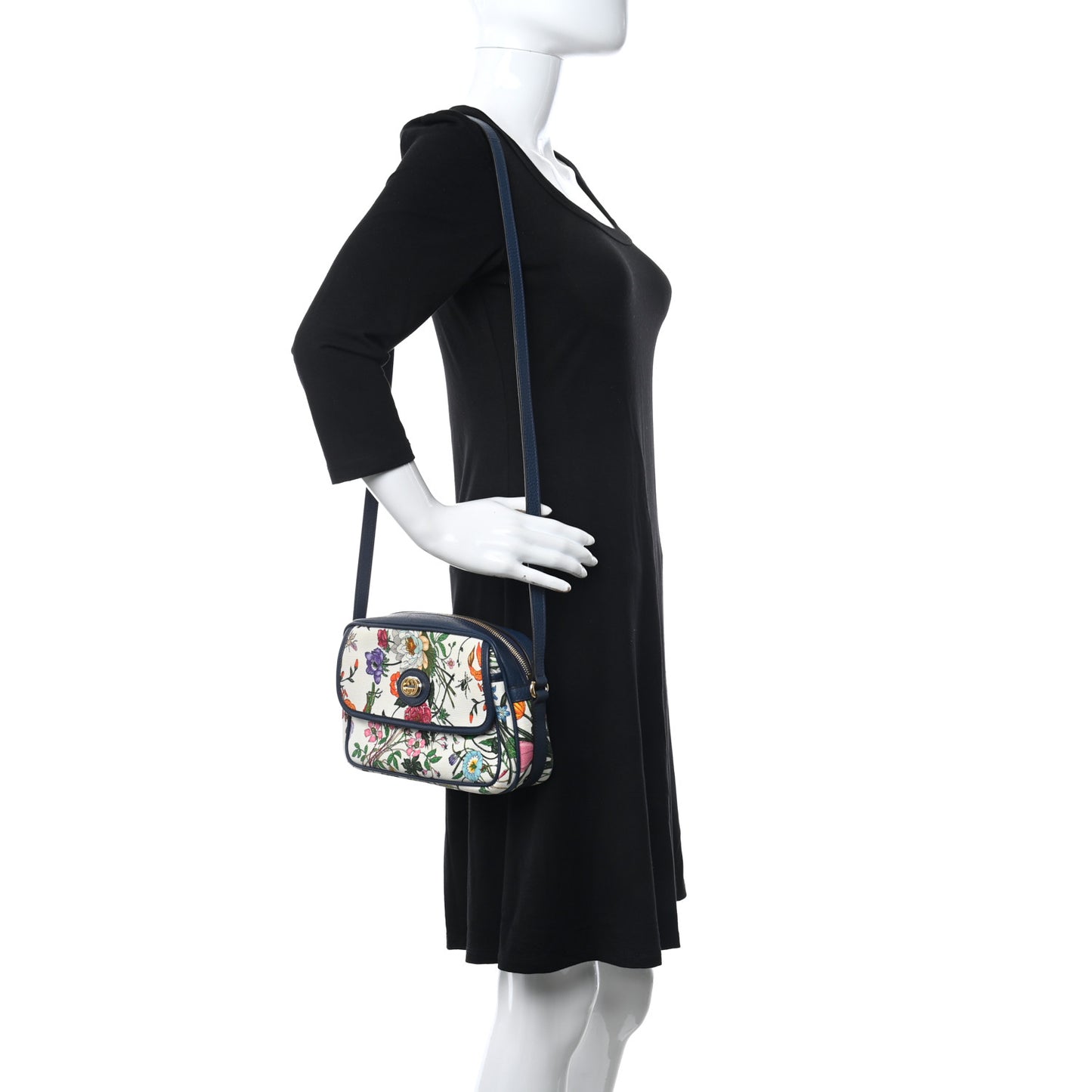 Canvas Flora Floral Shoulder Bag White Blue Agata Multicolor