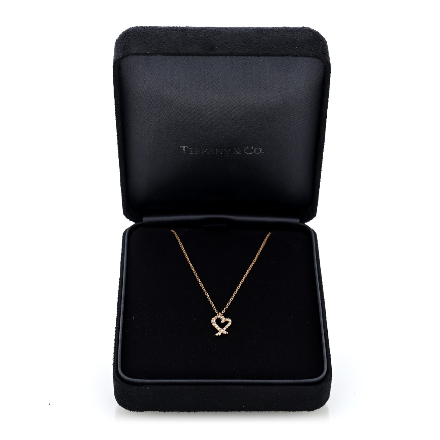 18K Rose Gold Diamond Mini Paloma Picasso Loving Heart Pendant Necklace