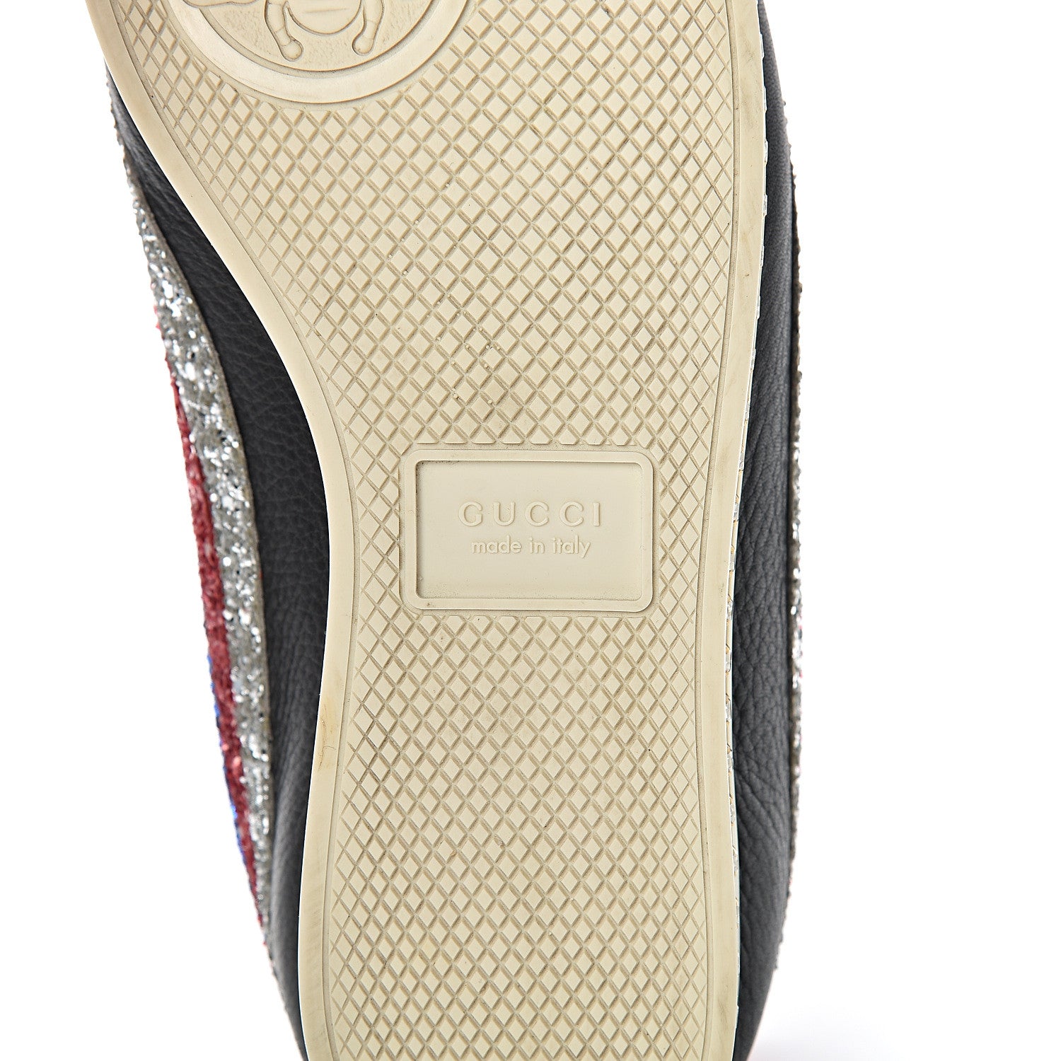 Gucci Calfskin Glitter Crystal Womens Sylvie Web Falacer Sneakers 39.5 Black 7 of 15