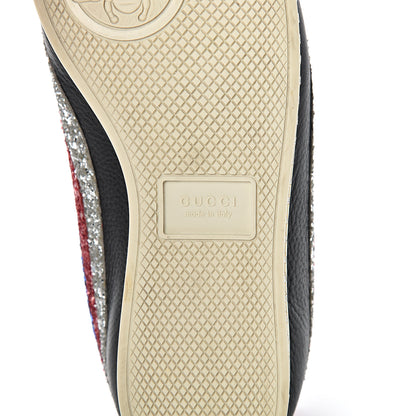 Gucci Calfskin Glitter Crystal Womens Sylvie Web Falacer Sneakers 39.5 Black 7 of 15