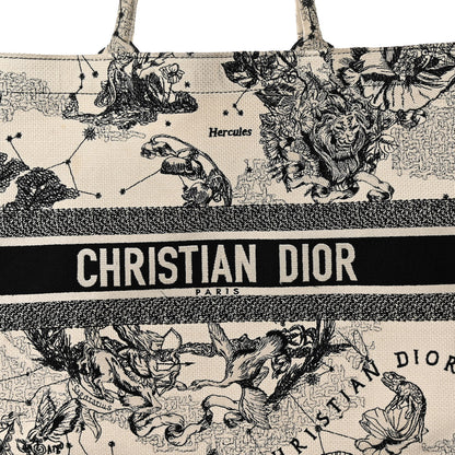 Christian Dior Canvas Embroidered Large Zodiac Toile De Jouy Book Tote Latte 7 of 9
