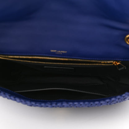 Saint Laurent Raffia Calfskin Monogram Medium Niki Chain Satchel Blue 5 of 9