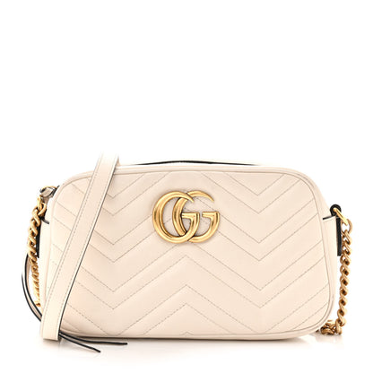 Gucci Calfskin Matelasse Small GG Marmont Chain Shoulder Bag White 1 of 16
