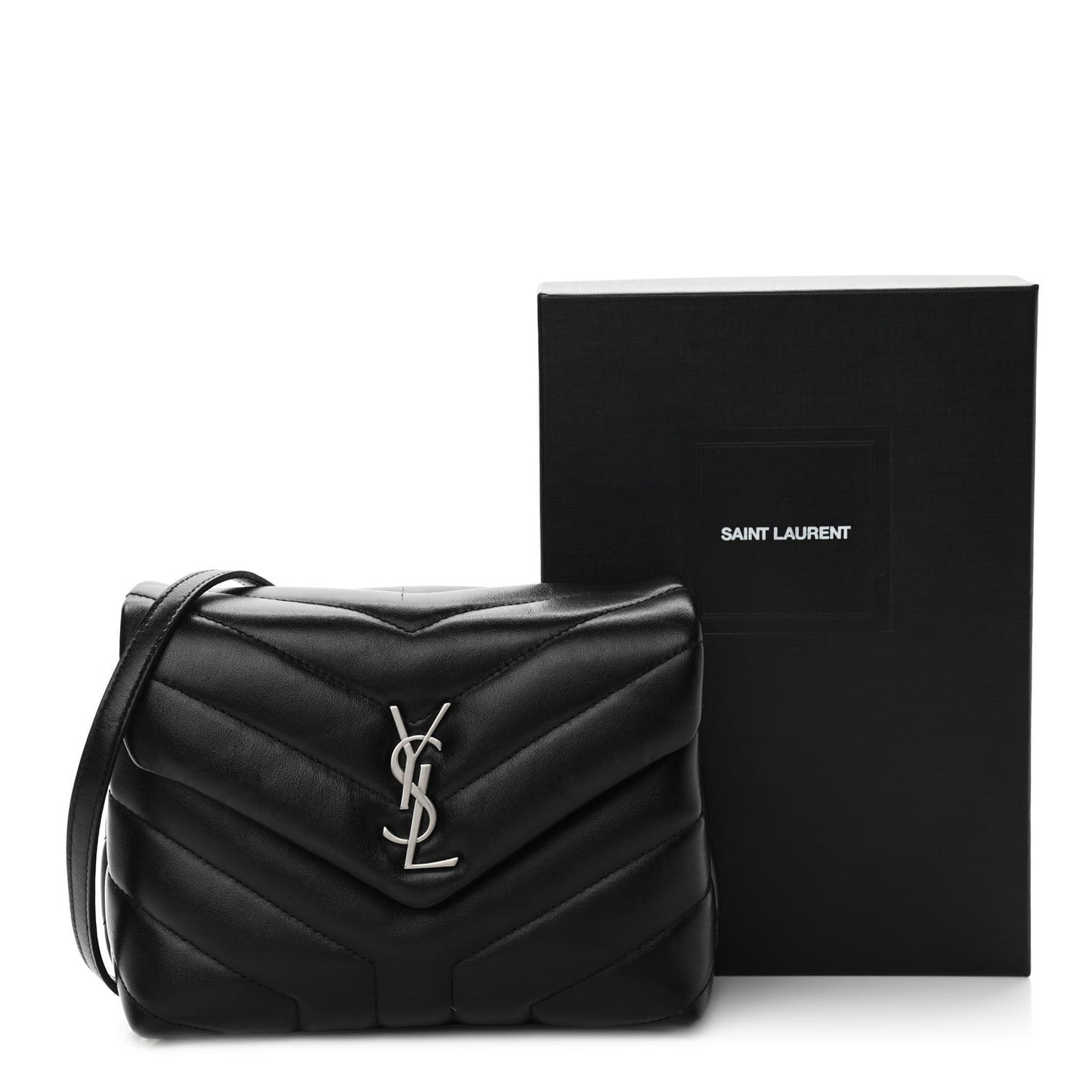 Calfskin Y Quilted Monogram Toy Loulou Crossbody Bag Black