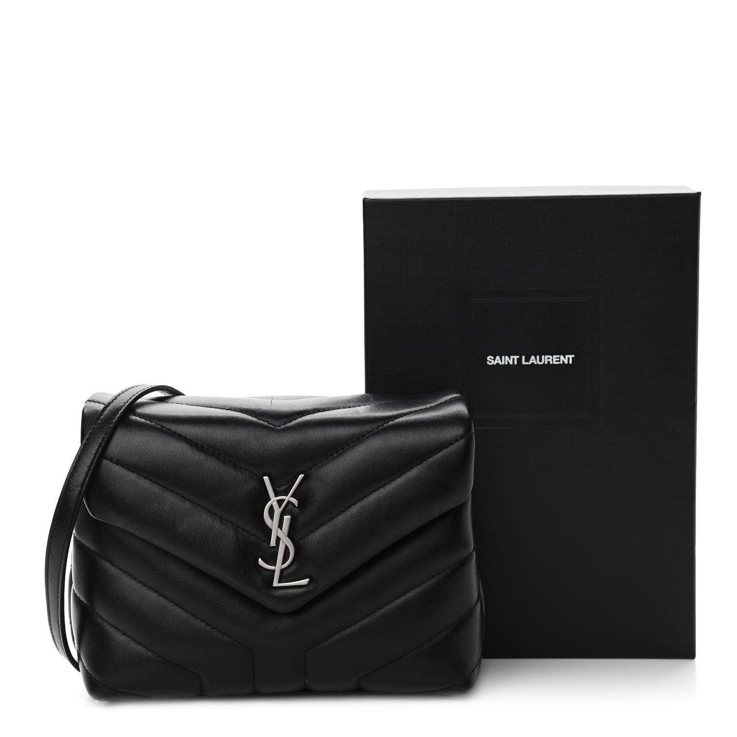 Saint Laurent Calfskin Y Quilted Monogram Toy Loulou Crossbody Bag Black 12 of 12