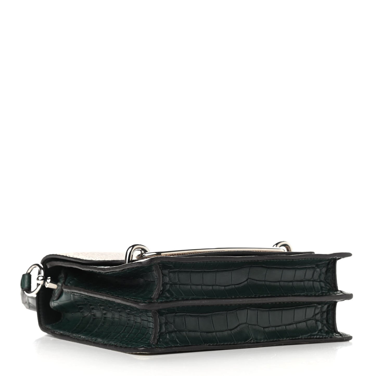 Matte Alligator Lizard Mini Sac Roulis Ombre Vert Fonce