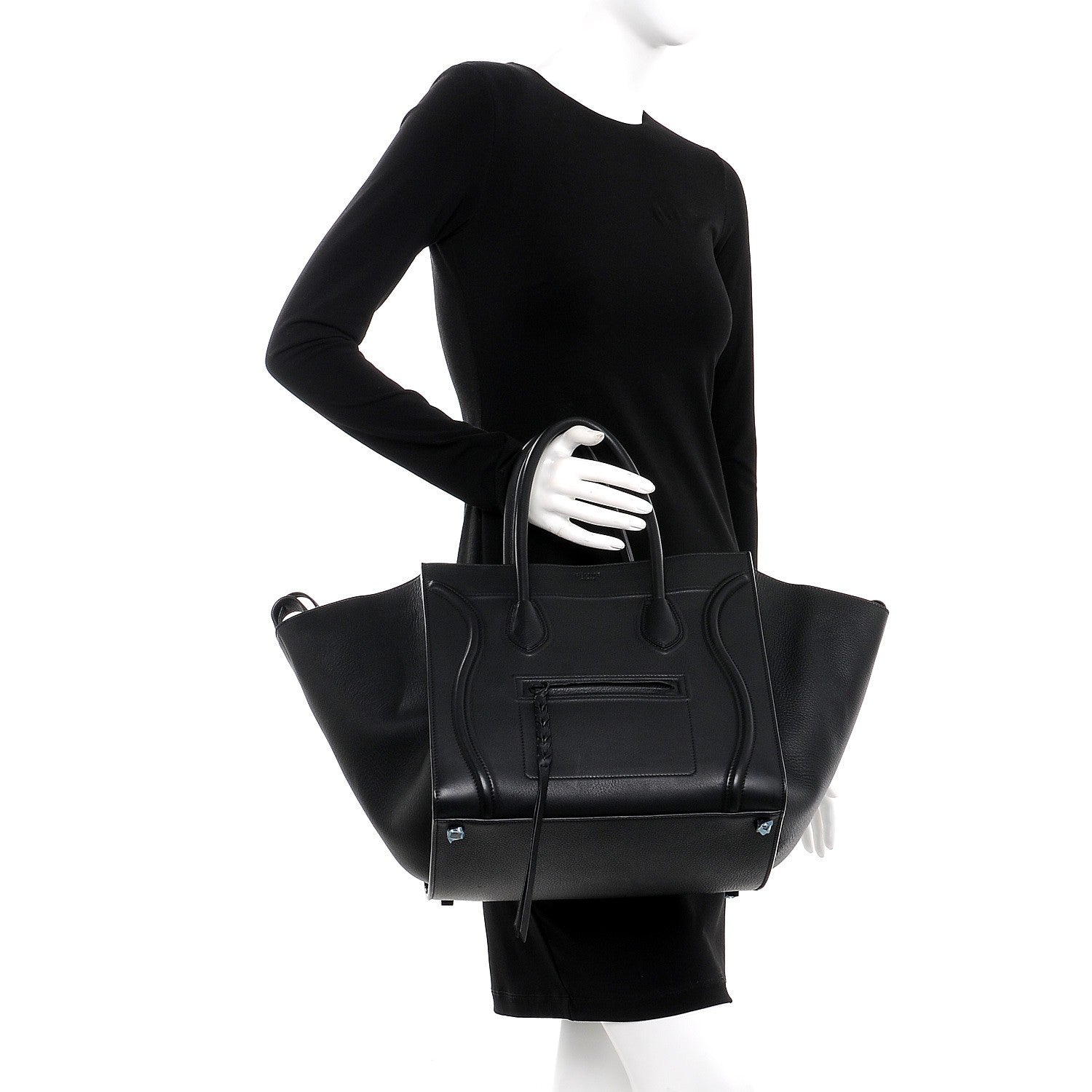 Celine Supple Calfskin Medium Phantom Luggage Black 2 of 8
