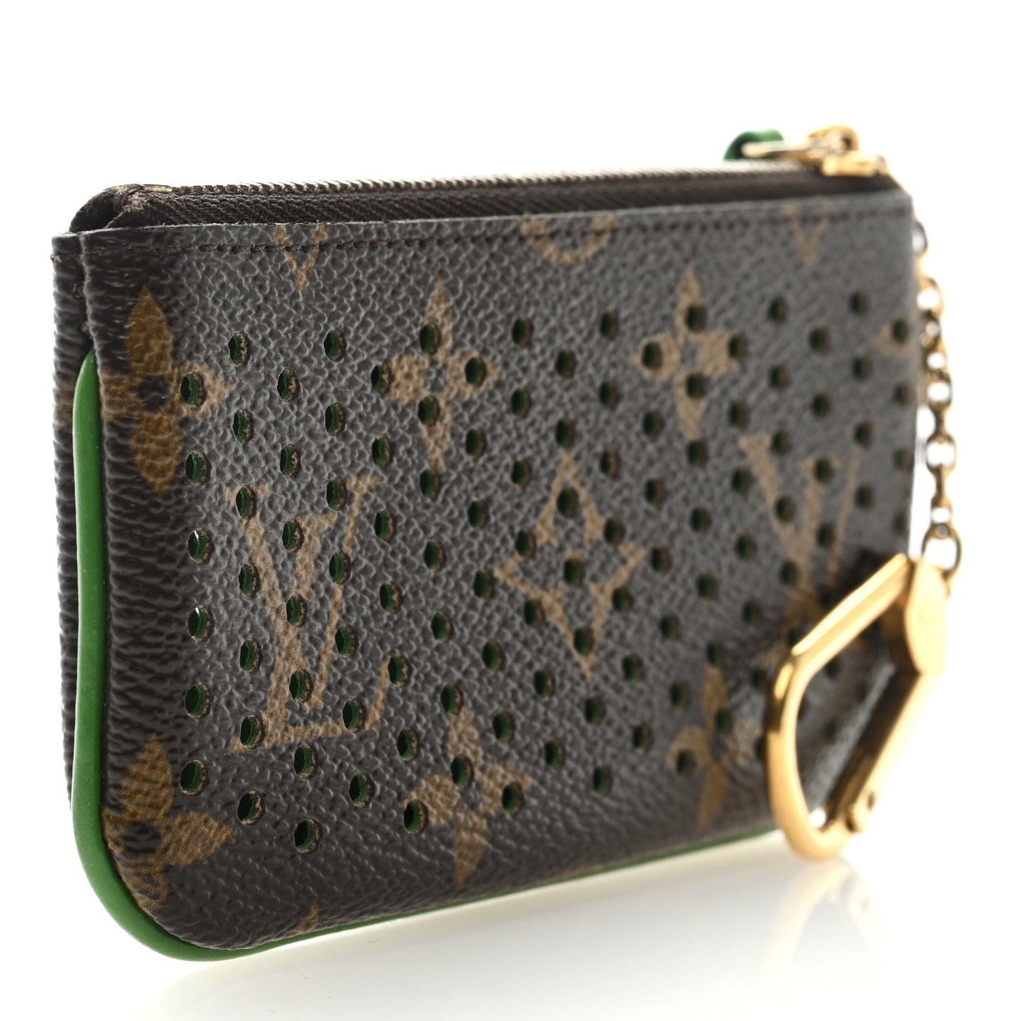 Monogram Perforated Key Pouch Green