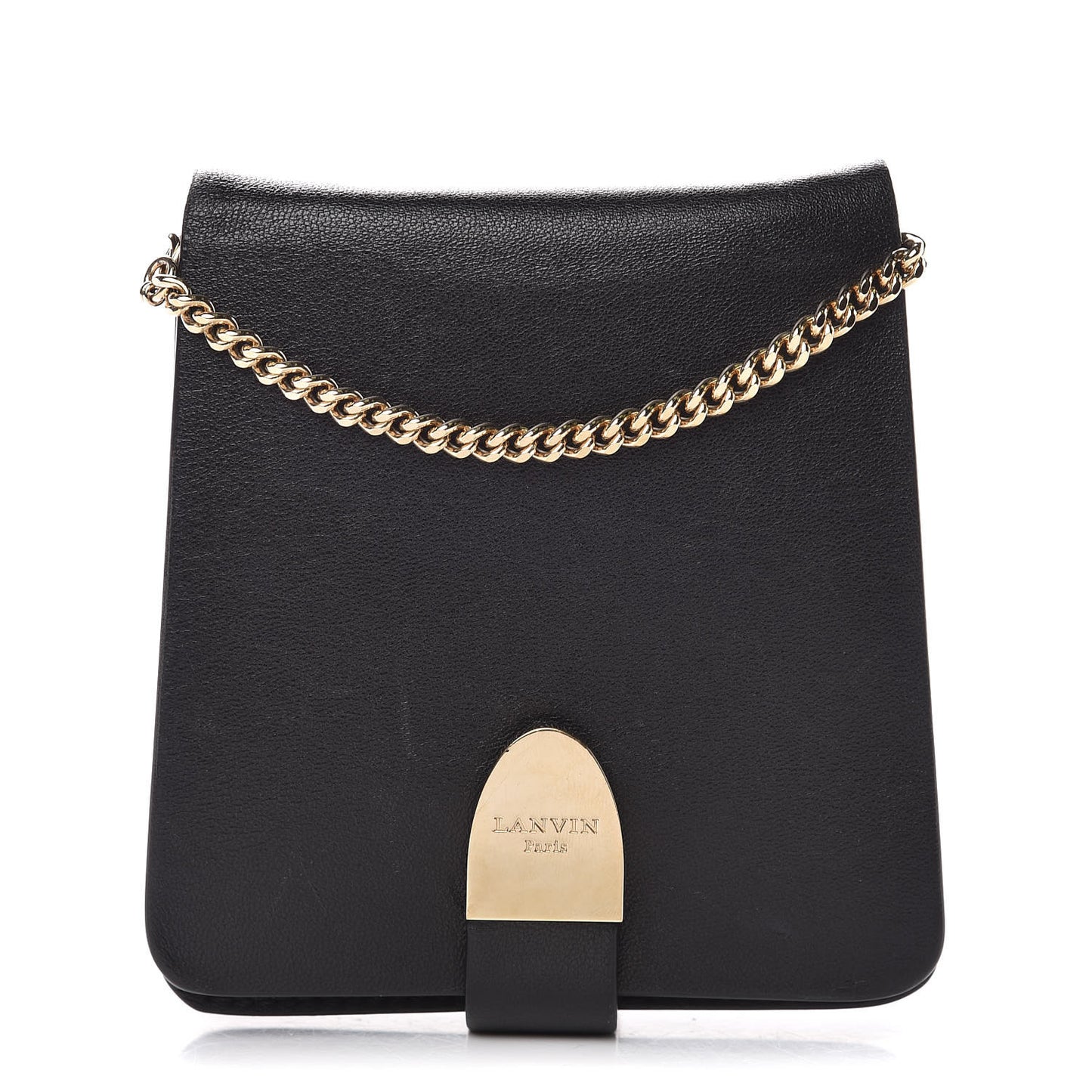 Lambskin Discret Chain Shoulder Bag Black