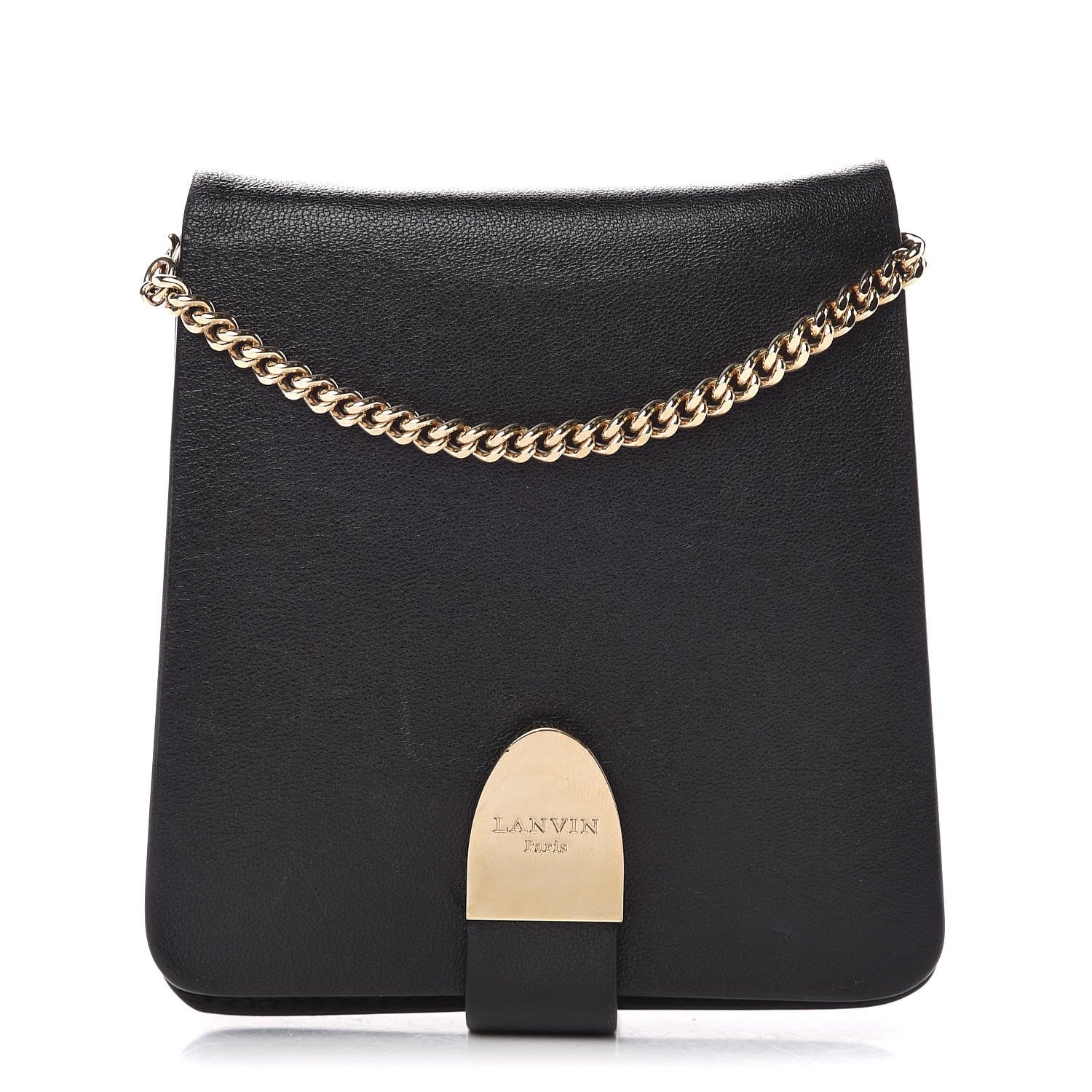 Lanvin Lambskin Discret Chain Shoulder Bag Black 1 of 8