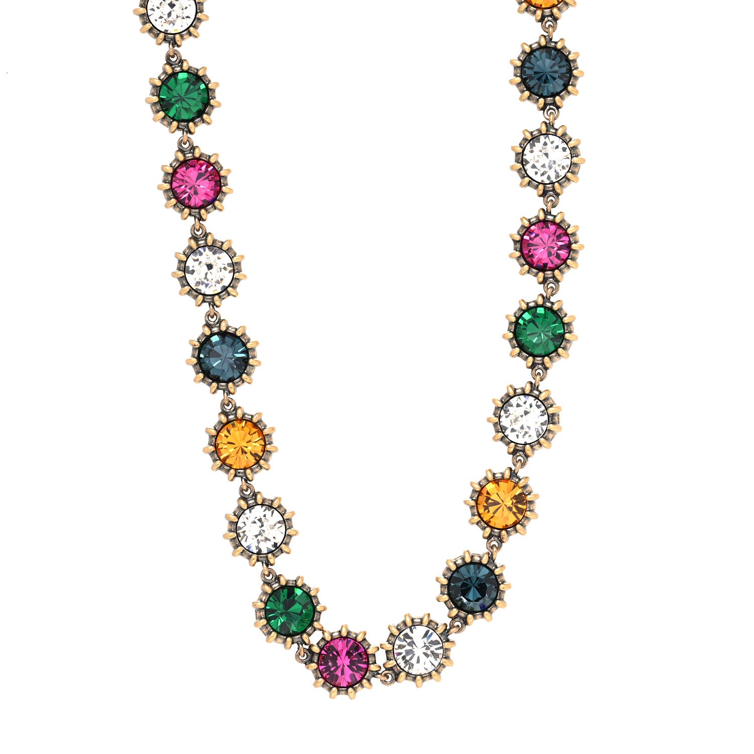 Gucci Crystal Butterfly Necklace Aged Gold Multicolor 1 of 4