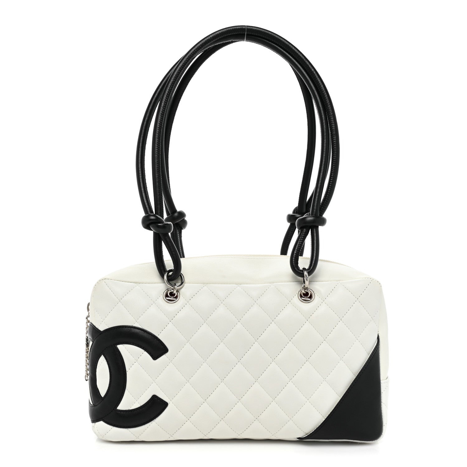 Chanel Calfskin Quilted Large Cambon Bowler White Black 1 of 15