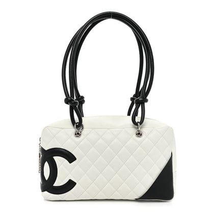 Chanel Calfskin Quilted Large Cambon Bowler White Black 1 of 15