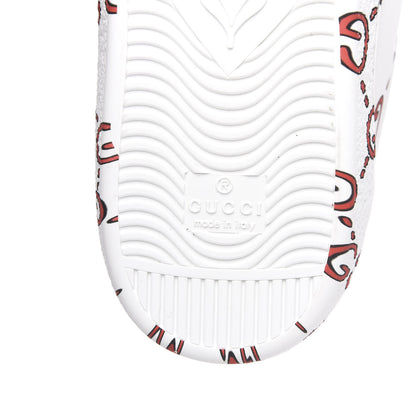 Gucci Calfskin GucciGhost Print Mens Ace Sneakers 7 White Hibiscus Red 9 of 10