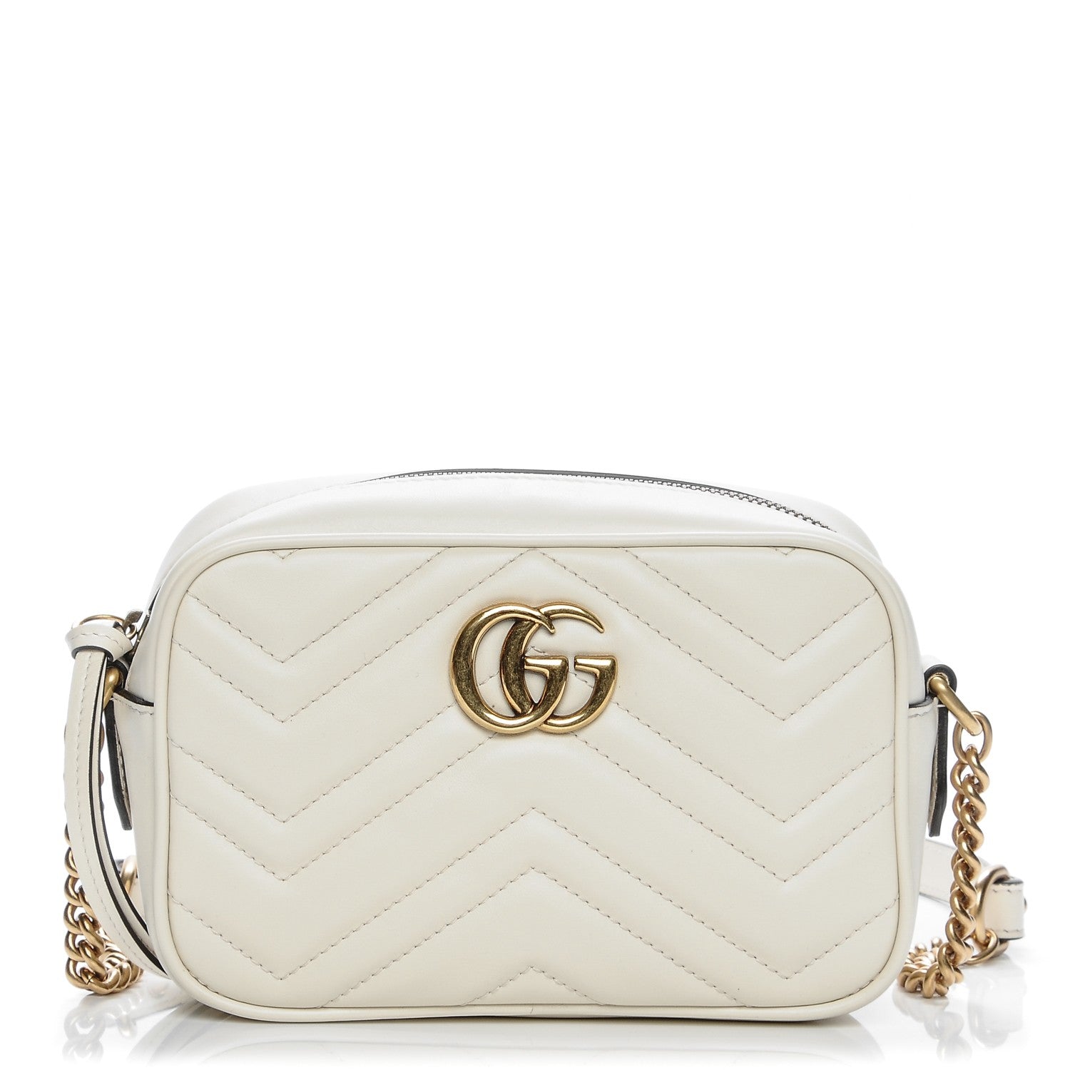 Gucci Calfskin Matelasse Mini GG Marmont Chain Shoulder Bag White 1 of 6