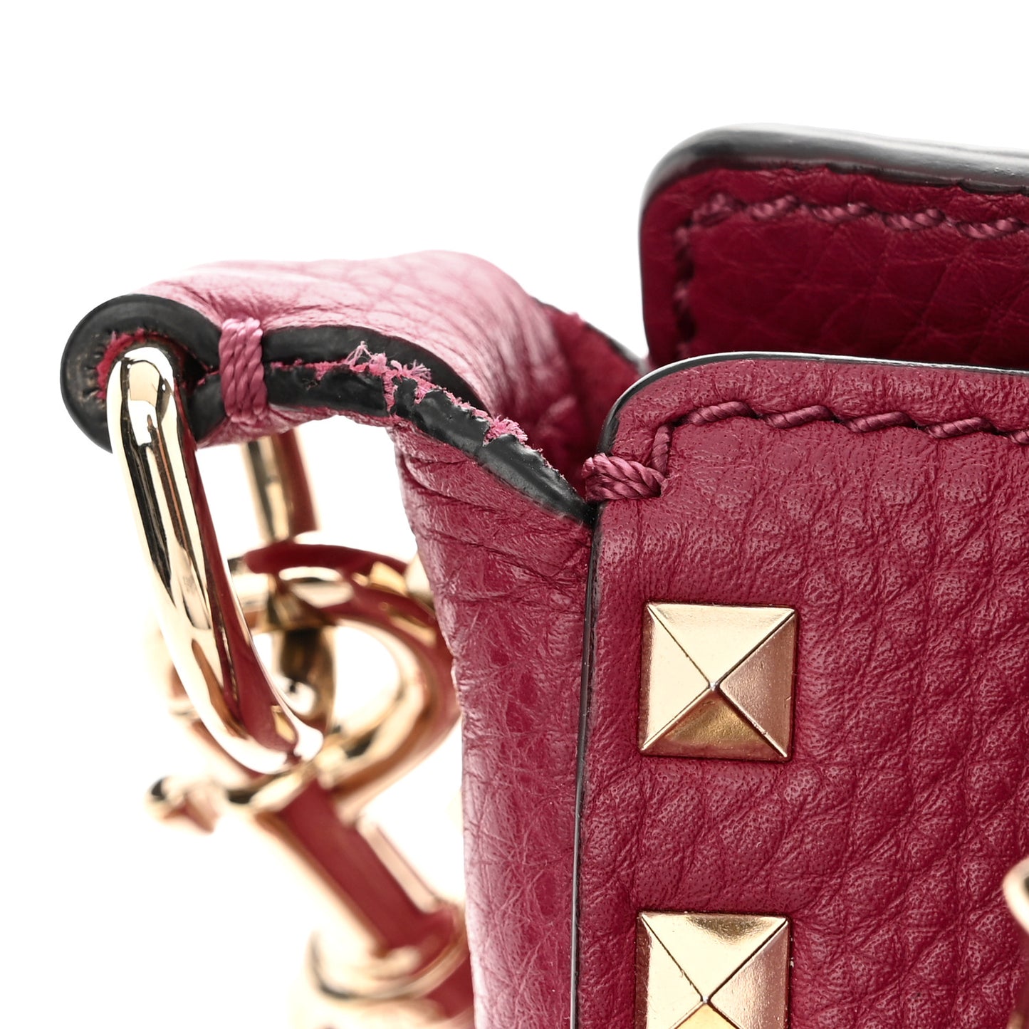 Pebbled Calfskin Mini Rockstud Flip-Lock Messenger Bag Raspberry