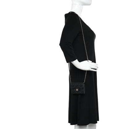 Chanel Caviar Quilted Flap Card Holder On Chain Black 2 of 13
