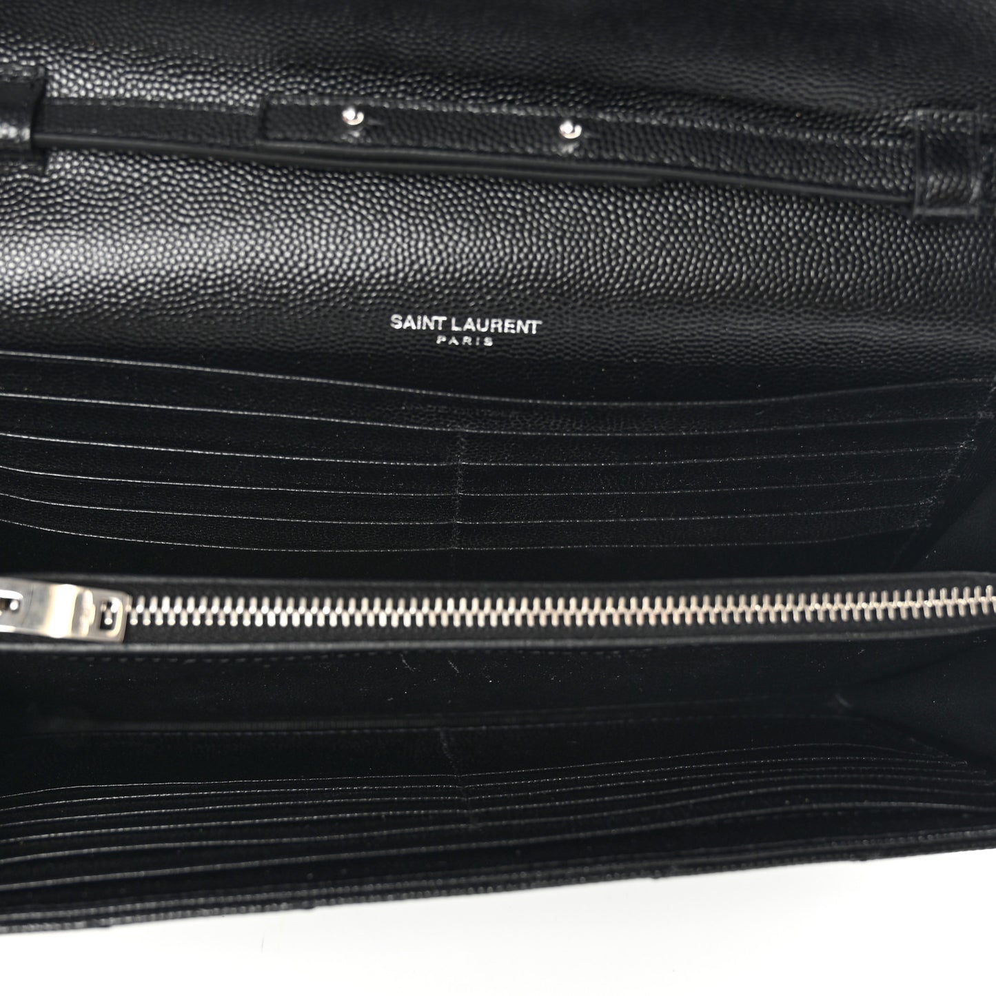 Grain De Poudre Matelasse Chevron Monogram Chain Wallet Black