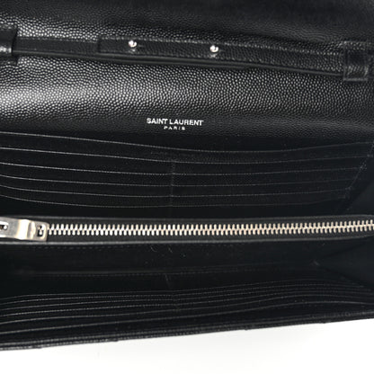 Saint Laurent Grain De Poudre Matelasse Chevron Monogram Chain Wallet Black 4 of 7