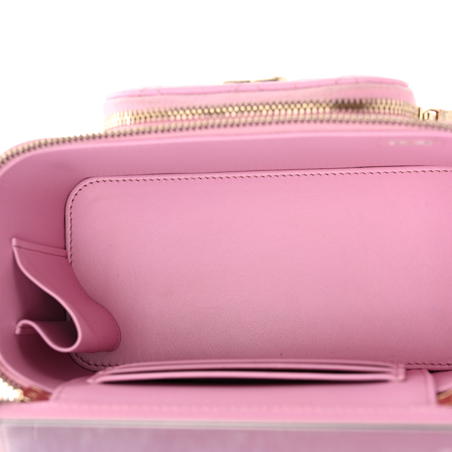 Caviar Quilted Top Handle Pocket Vanity Case Lilac