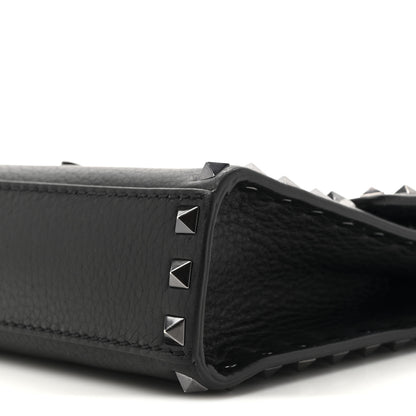 Valentino Garavani Pebbled Calfskin Monochrome Medium Rockstud Flip Lock Crossbody Bag Black 8 of 10