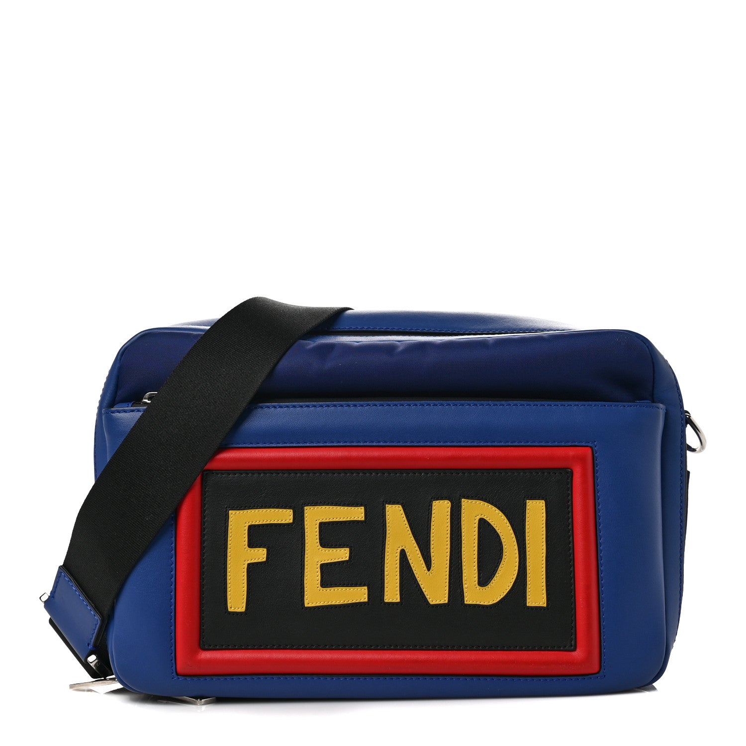 Fendi Nylon Vitello Century Vocabulary Camera Bag Blue Cobalto Blue Neon Sunflower 1 of 6