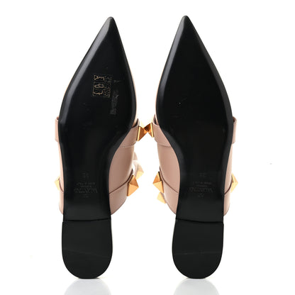 Valentino Garavani Calfskin Roman Stud Ankle Strap Flat Mules 38 Rose Cannelle 5 of 8
