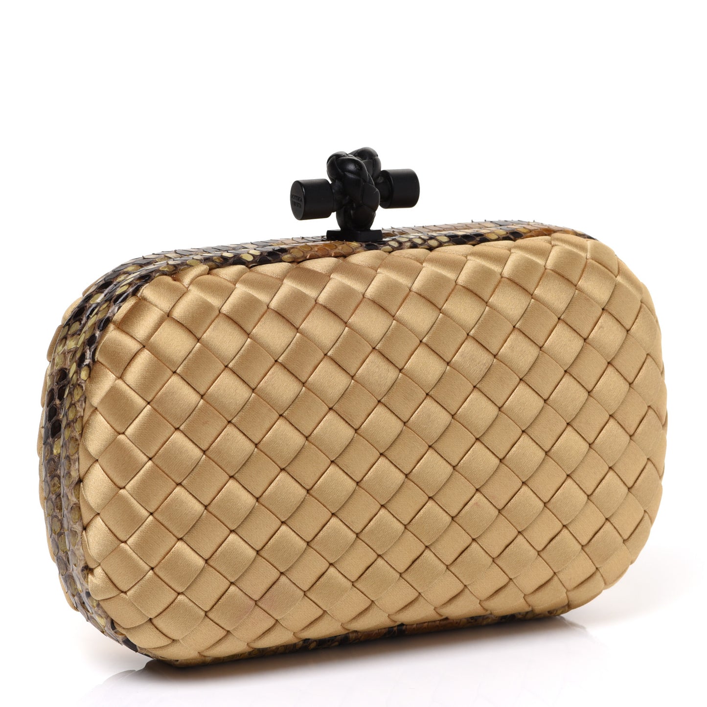 Satin Intreccio Impero Ayers Knot Clutch Camel