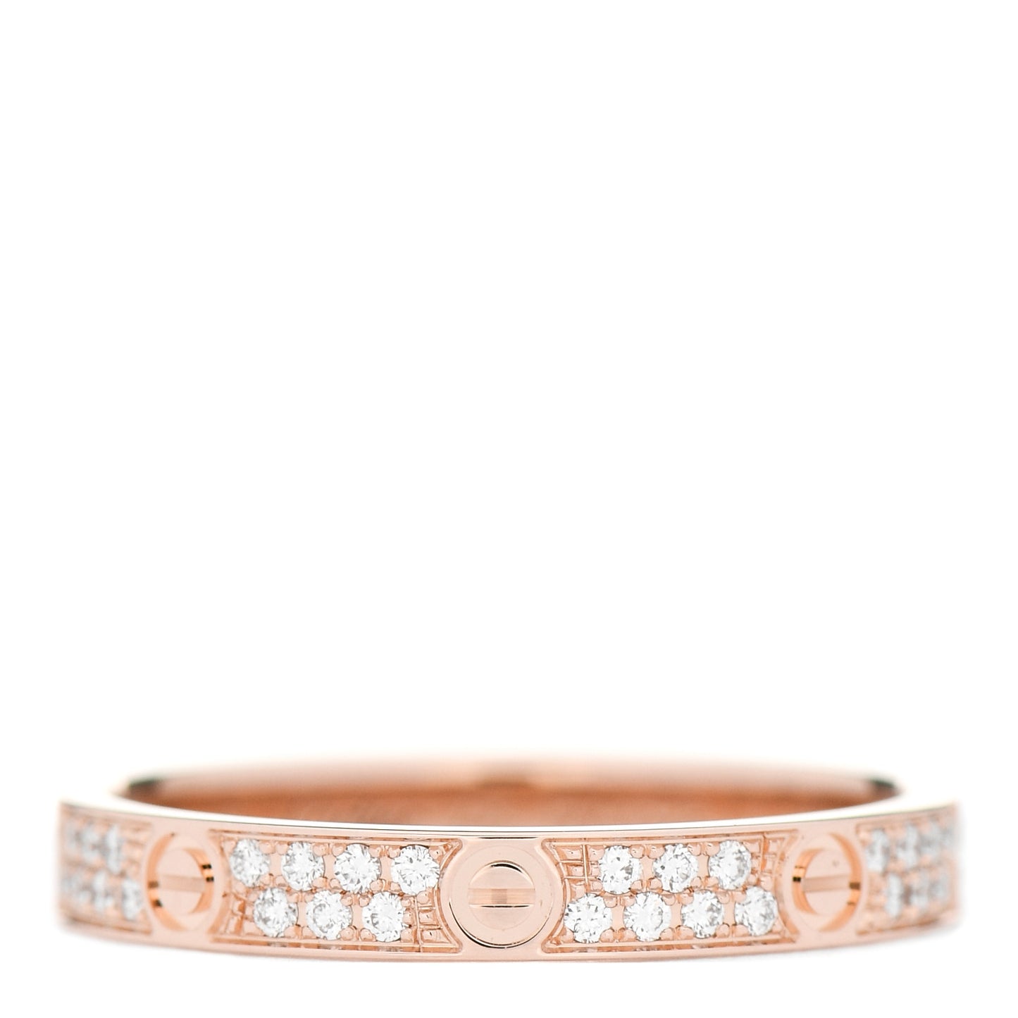 18K Pink Gold Diamond 2.6mm LOVE Paved Band Ring 48 4.5