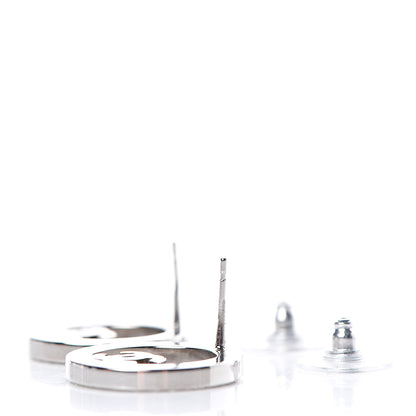 Chanel Crystal CC Round Earrings Silver 3 of 4
