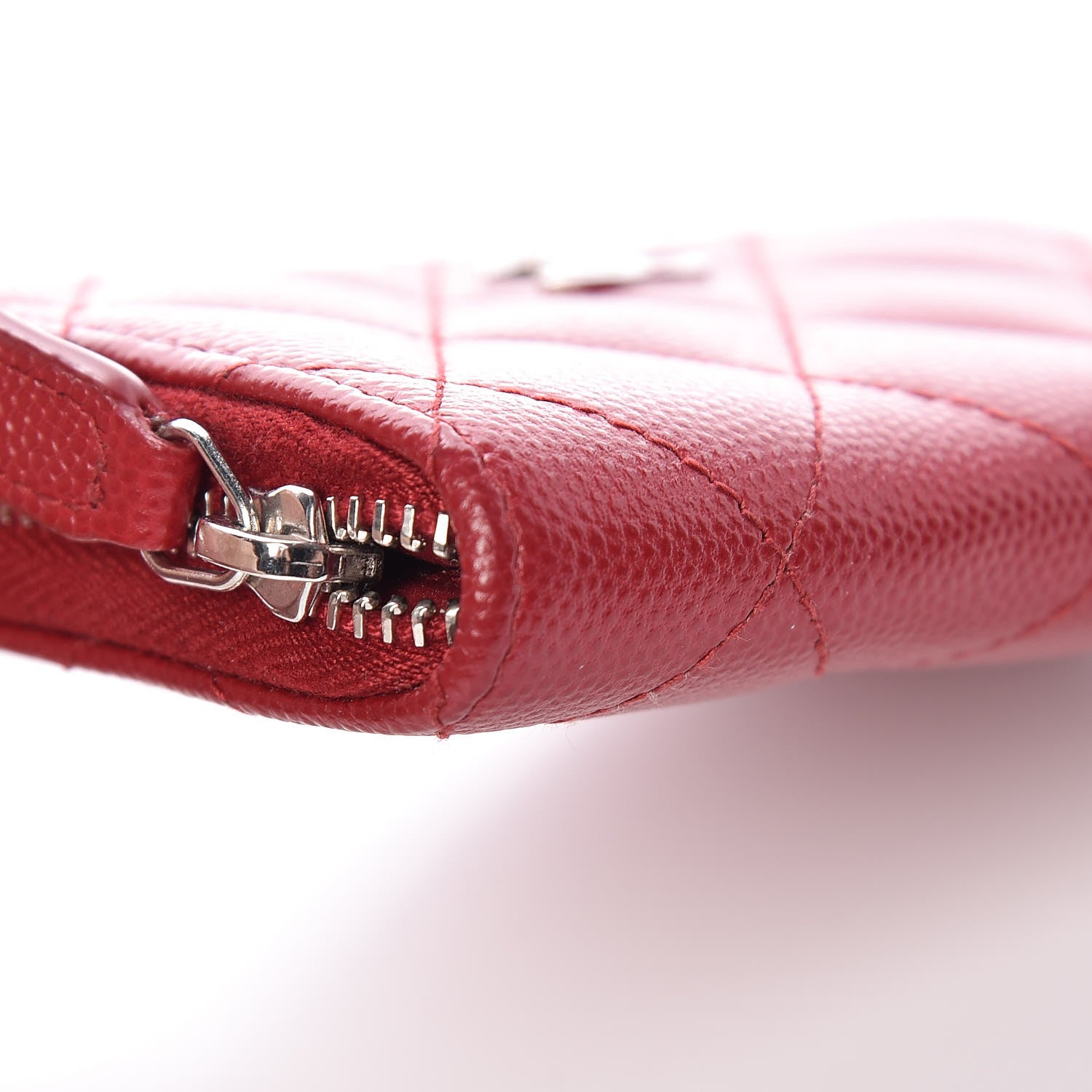 Chanel Caviar Quilted Zip Coin Purse Dark Red 8 of 10