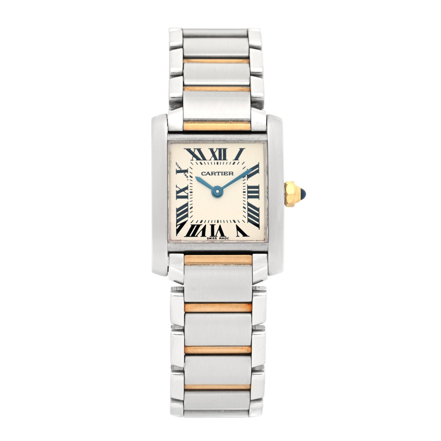 Stainless Steel 18K Yellow Gold 20mm Tank Francaise Quartz Watch