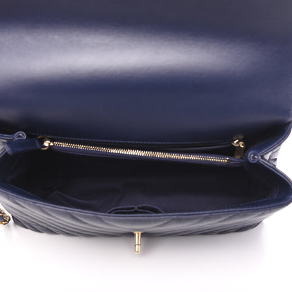 Chanel Aged Calfskin Chevron Quilted Small Coco Handle Flap Navy 4 of 11