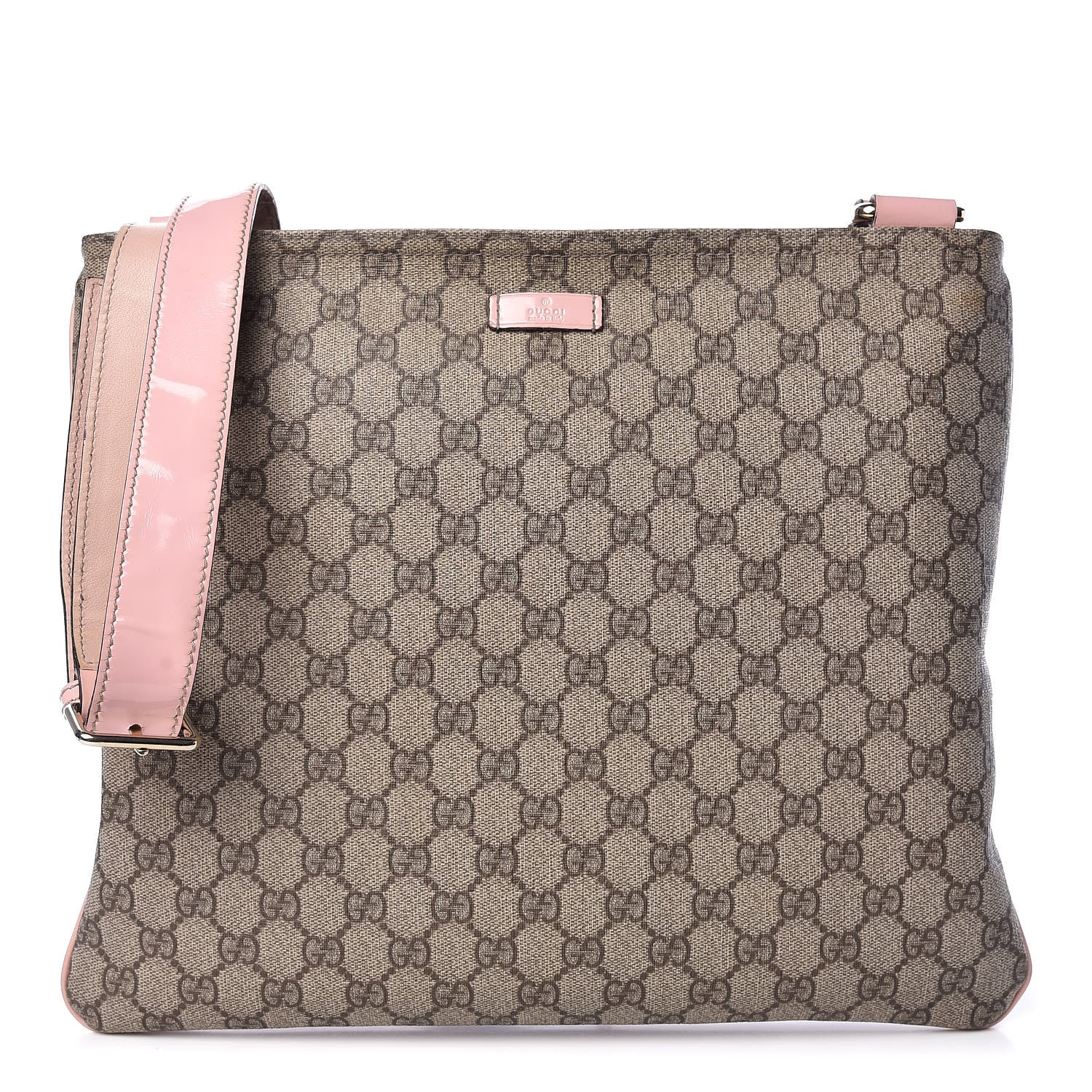 Gucci GG Supreme Monogram Medium Flat Messenger Bag Light Pink 1 of 12