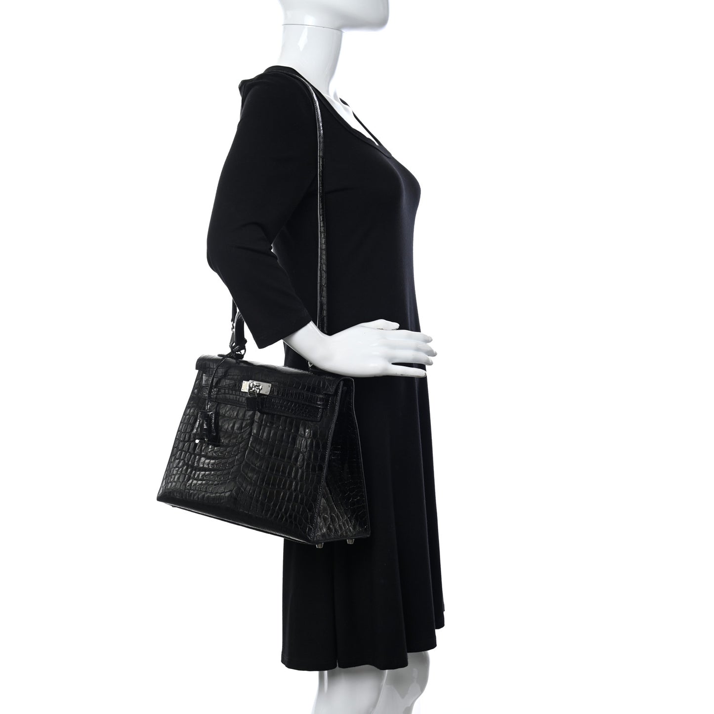 Shiny Niloticus Crocodile Kelly Sellier 32 Black