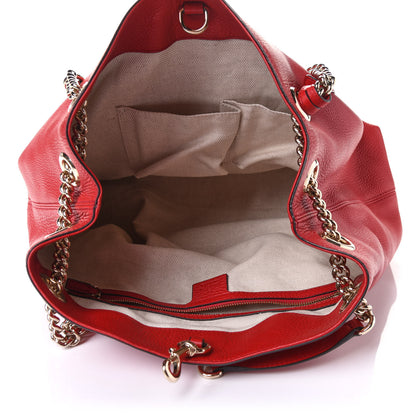 Gucci Pebbled Calfskin Medium Soho Chain Shoulder Bag Tabasco Red 5 of 13