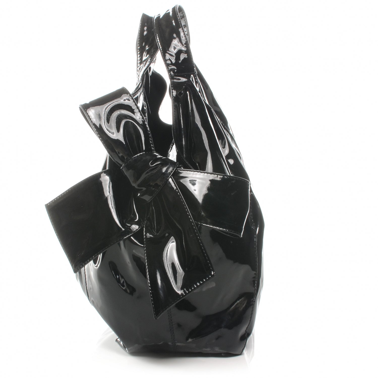 Valentino Garavani Patent Lacca Large Nuage Bow Hobo Black 3 of 8
