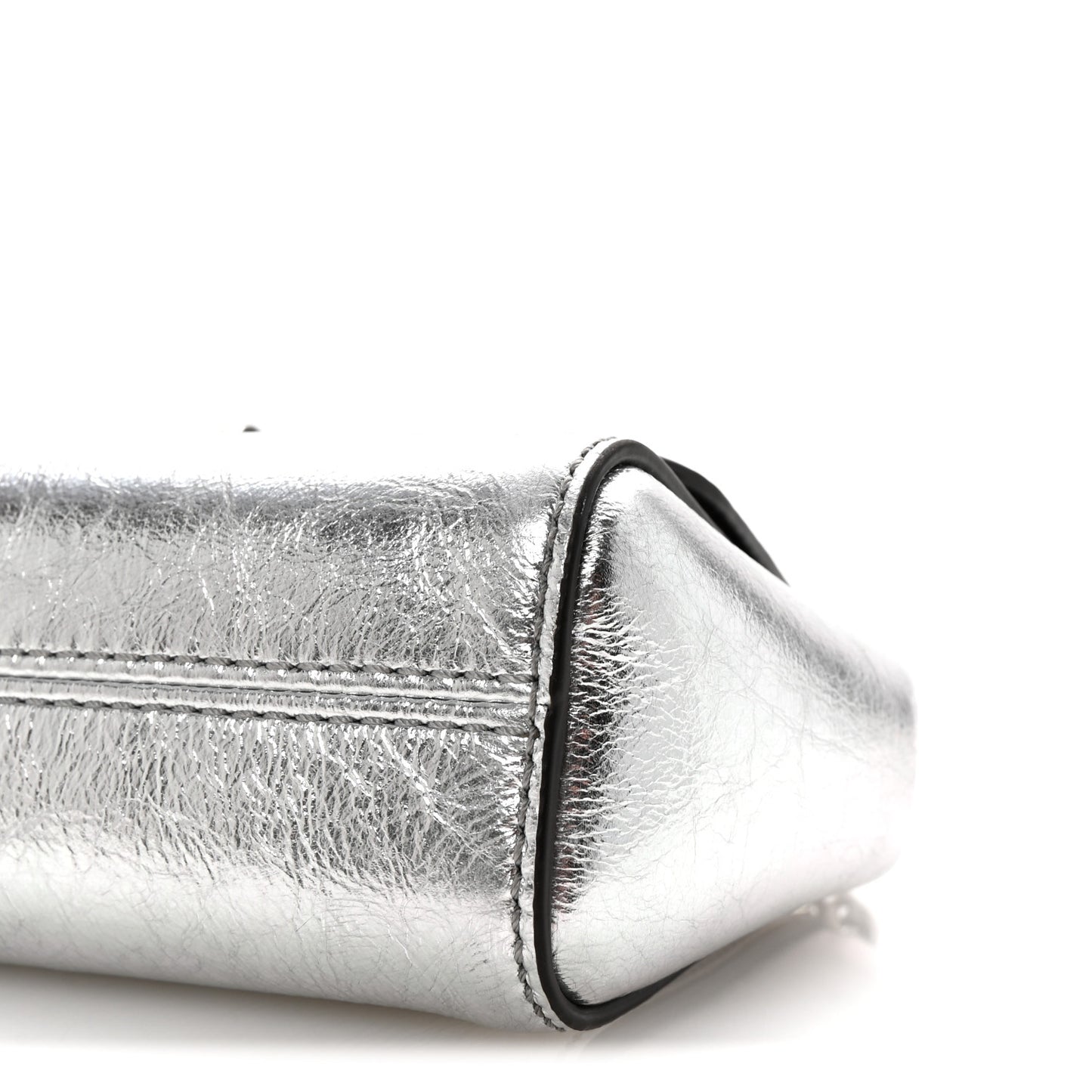 Metallic Crinkled Calfskin Mini Lily Silver