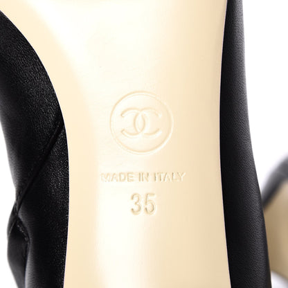 Chanel Calfskin Cap Toe Pearl Ankle Boots 35 Black 6 of 9