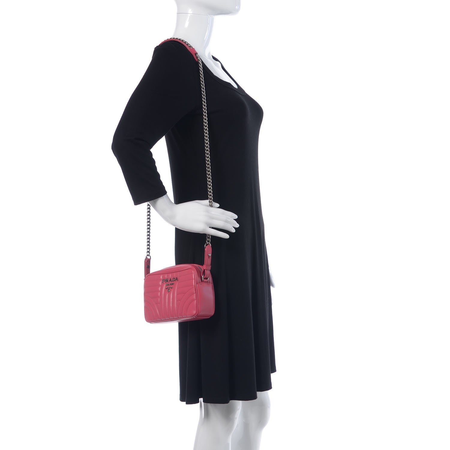 Prada Soft Calfskin Diagramme Crossbody Bag Peonia 2 of 8