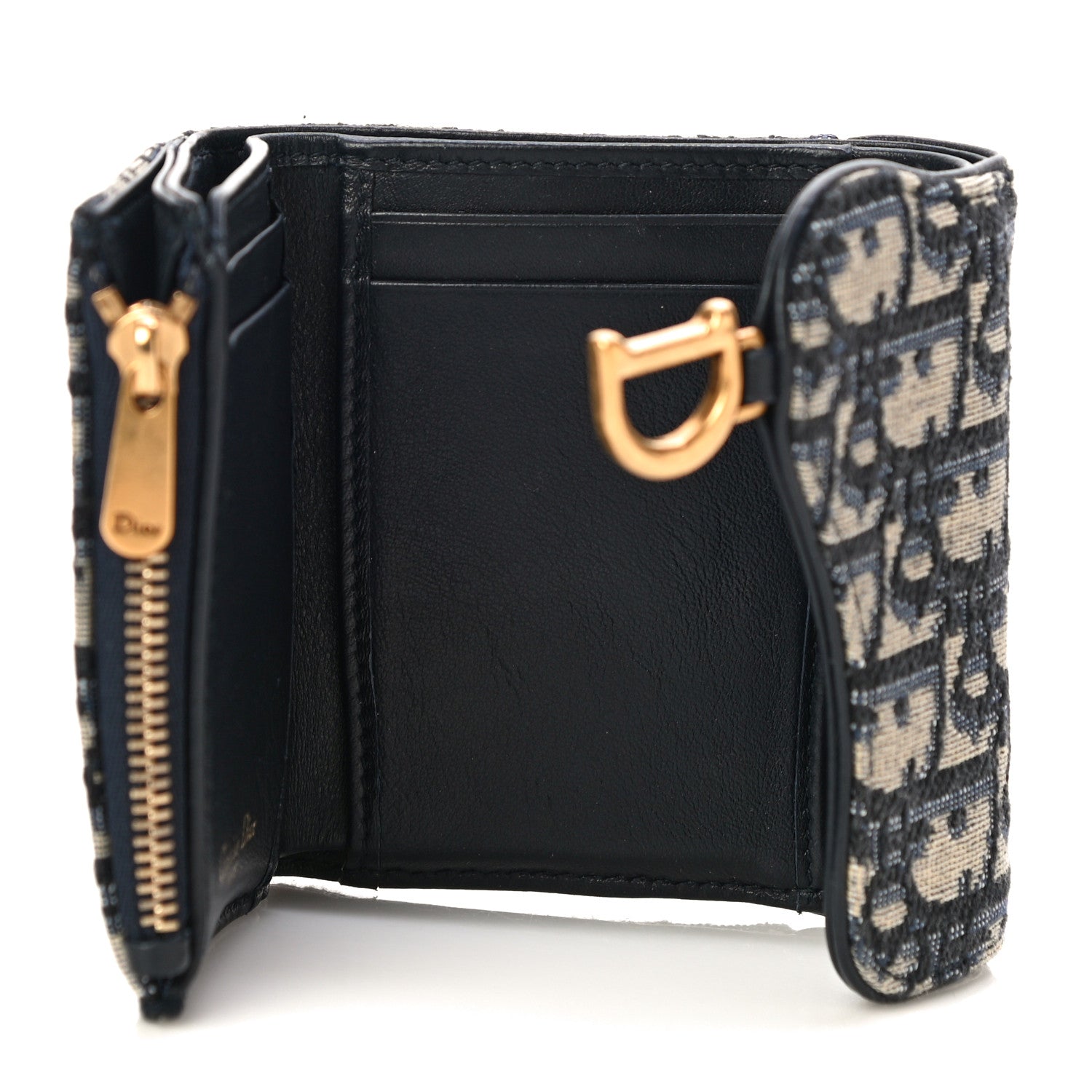 Christian Dior Oblique Saddle Lotus Wallet Blue 5 of 10