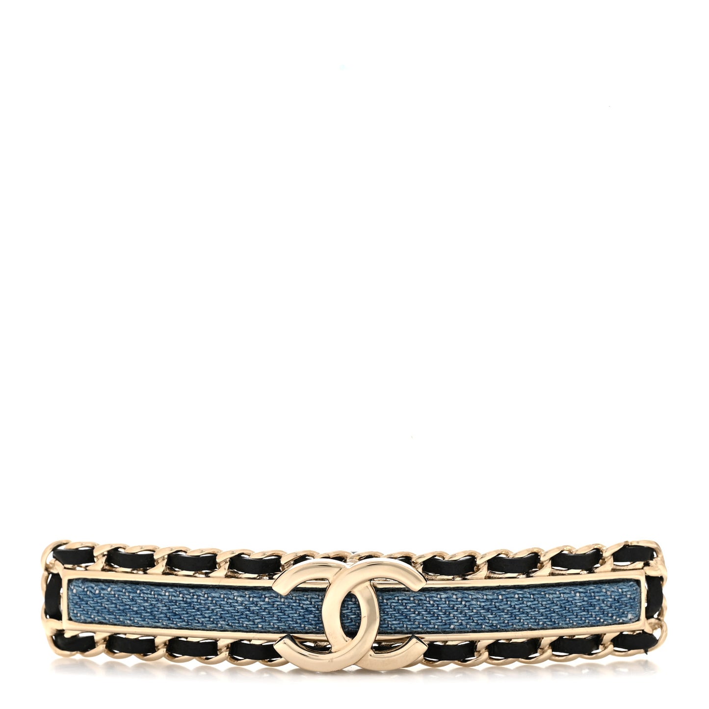 Metal Denim CC Hair Clip Barrette Blue Gold