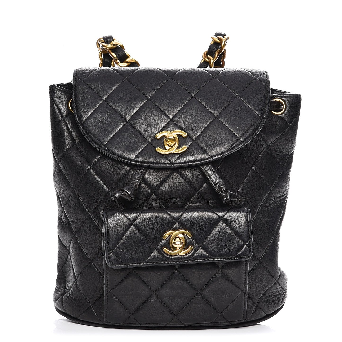 Lambskin Quilted Backpack Black