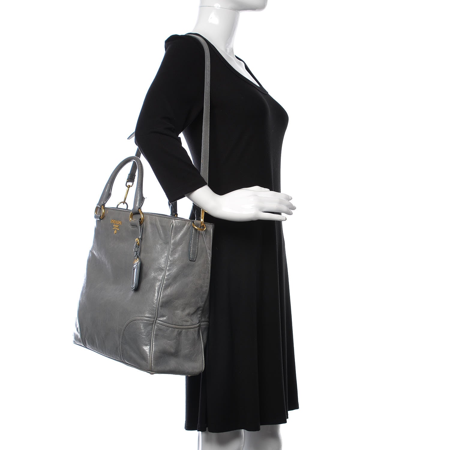 Prada Vitello Shine Tote Blue 2 of 12