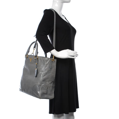 Prada Vitello Shine Tote Blue 2 of 12