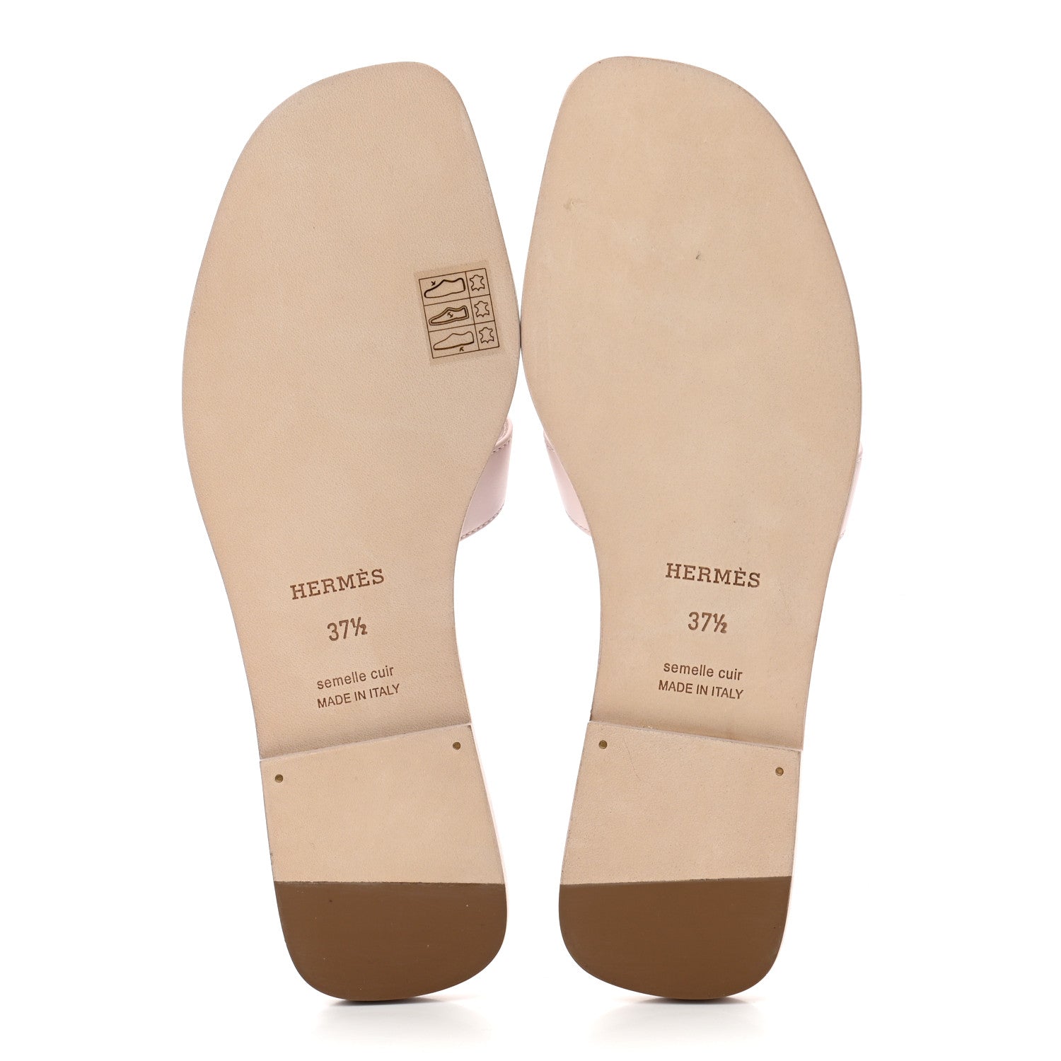 Hermes Box Calfskin Oran Sandals 37.5 Rose Pale 5 of 8