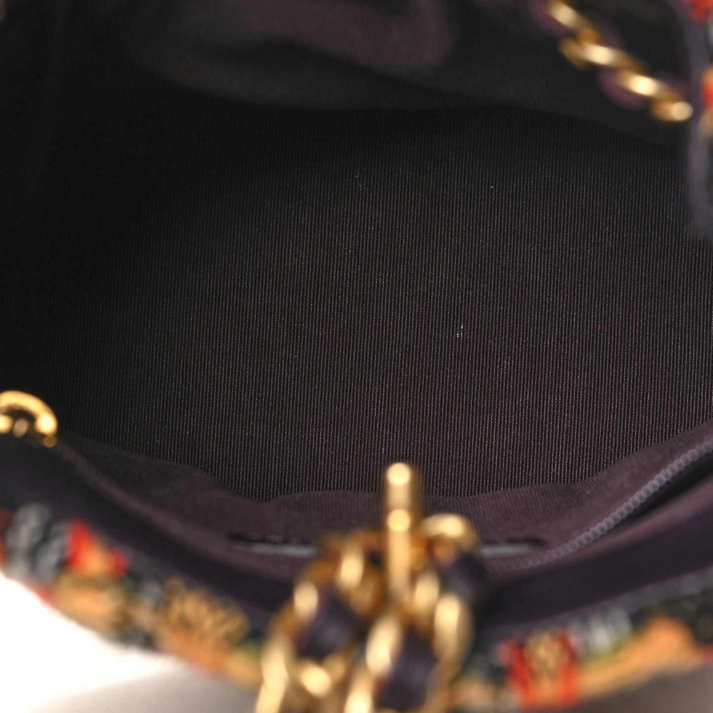 Tweed Quilted Small CC Chain Bucket Backpack Orange Multicolor