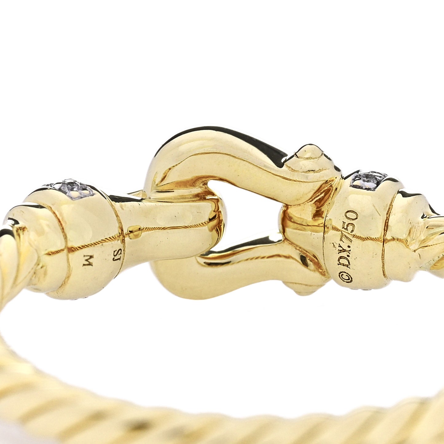 18K Yellow Gold Diamond Petite Buckle Cable Ring 57 8