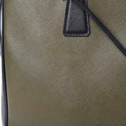 Prada Saffiano Lux Bi-Color Medium Tote Militare Black 13 of 13